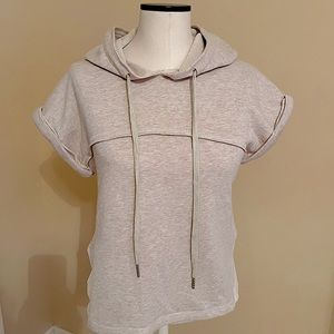 Anthropologie Hooded Hologram Short-sleeved Sweatshirt, with mesh detailing